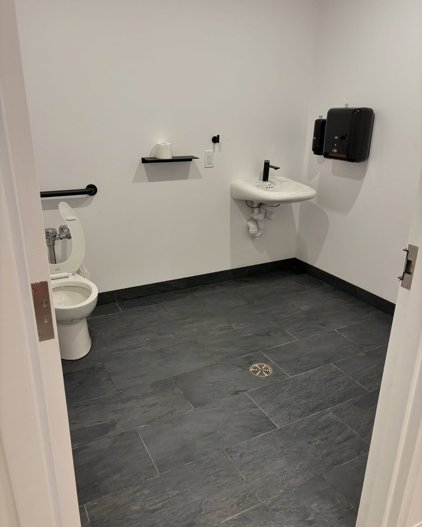 The same bathroom floor, sparkling clean.